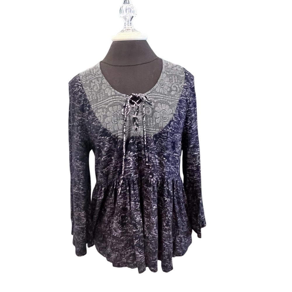 Akemi + Kin Blue Boho Smock Blouse Size Medium